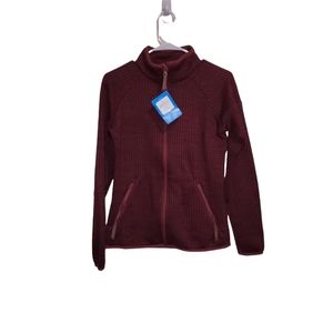 Columbia Jacket Red Size Small Full Zip Checkered Pockets Long Sleeves